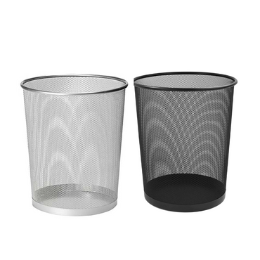 2x Mesh Trash Bin Round Metal Rubbish Dustbin Bedroom Bathroom Kitchen Office - ZYBUX